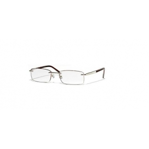 MATTE GOLD/AMBER TORTOISE RIMLESS READERS WITH MEDIUM LENS SIZE AND BROWN EDGE GLOW